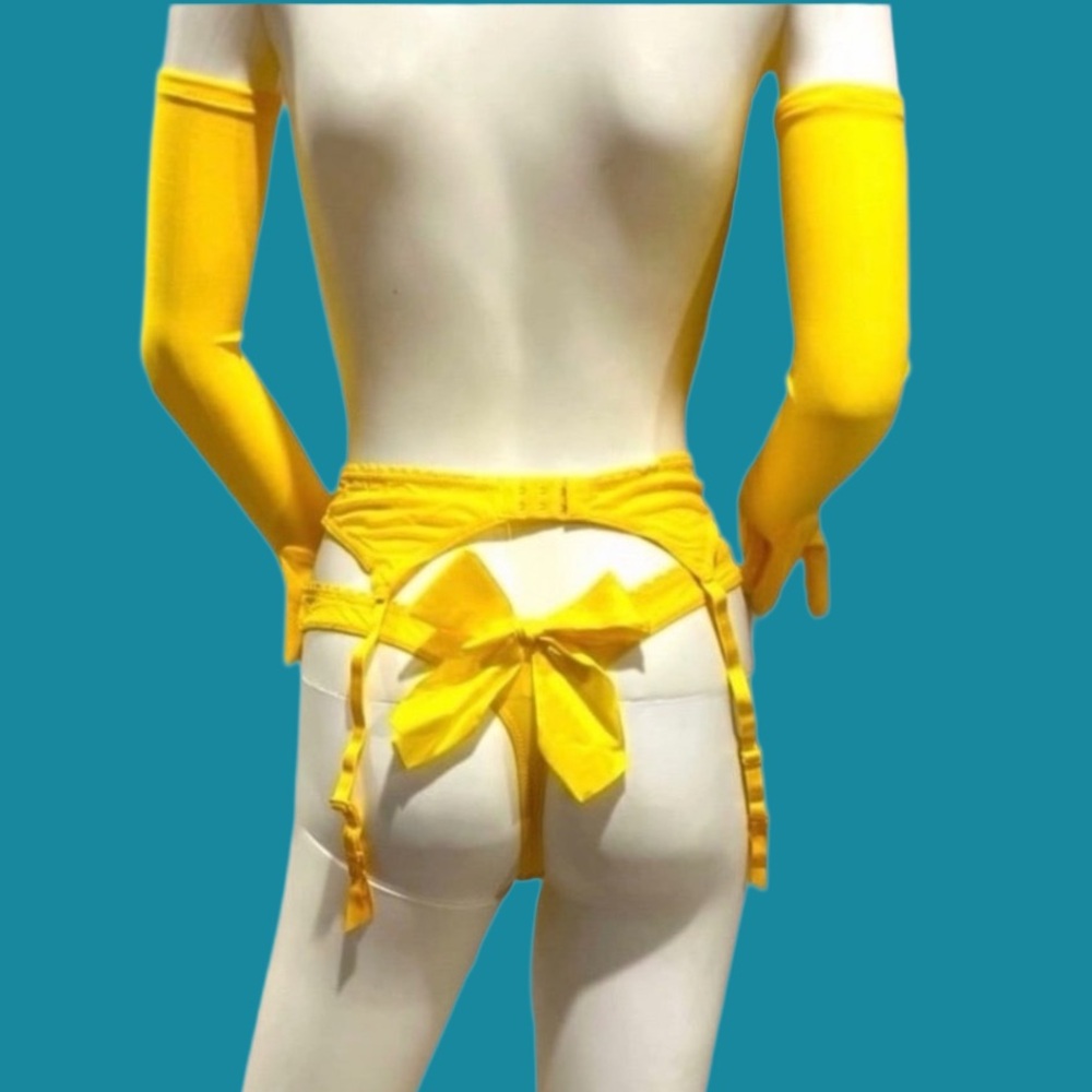 Yellow Garter and Thong Set